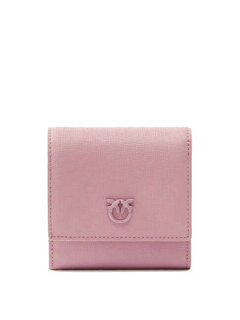 PINKO FLAP Portefeuille carré en cuir Saffiano couleur bloc violet - Portefeuilles Femme