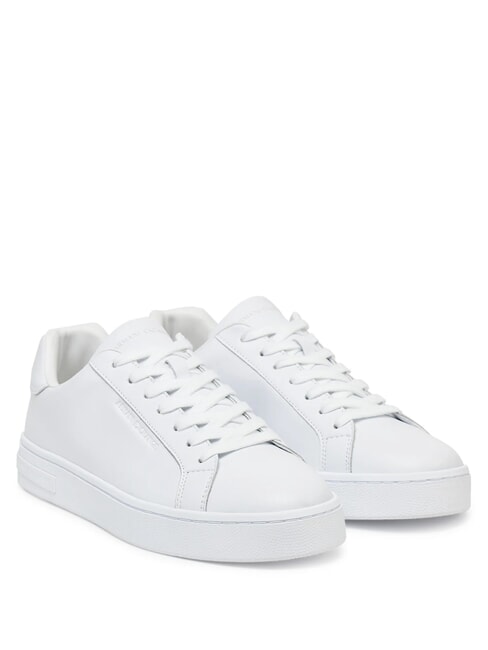 ARMANI EXCHANGE A|X COURTSIDE Baskets en cuir blanc brillant - Chaussures Homme