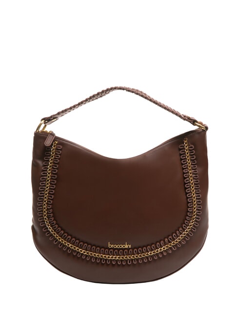 BRACCIALINI NAOMI Sac hobo en cuir avec chaîne marron - Sacs pour Femme
