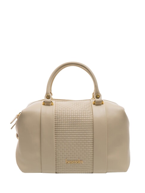 BRACCIALINI NAOMI Sac de coffre en cuir tressé beige - Sacs pour Femme
