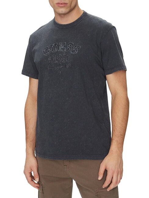 GUESS SS CN TREATED T-shirt en coton bleu honnête - T-shirt
