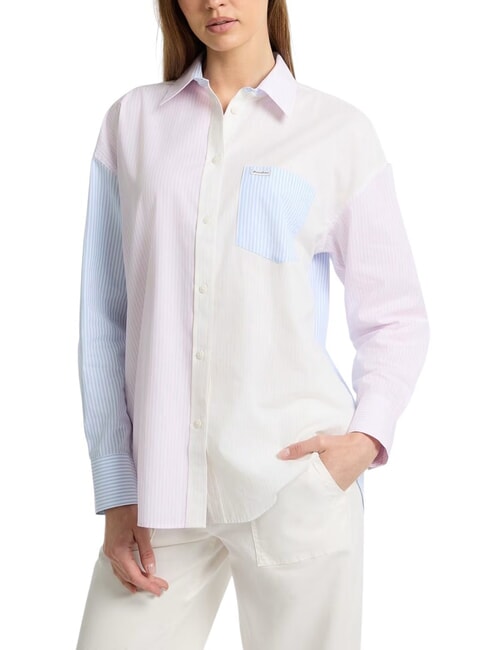 GUESS JEANS LS OVERSIVE POCKETS Chemise ample à rayures rayé multicolore - Chemises