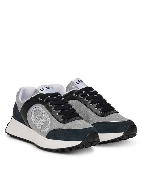 LIUJO LOLO 17 Baskets à paillettes lurex noir cassé - Chaussures Femme