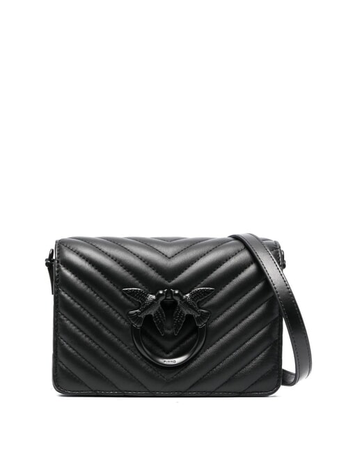 PINKO LOVE CLICK CHEVRON Mini sac porté épaule en cuir couleur de bloc de limousine noire - Sacs pour Femme