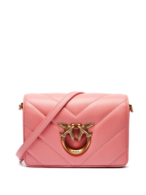 PINKO LOVE CLICK Mini sac en cuir matelassé fleur de pêcher-or antique - Sacs pour Femme