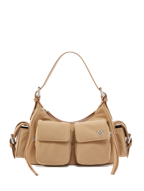 PINKO CARGO Sac bandoulière avec poches beige-gris fumé-nickel brillant - Sacs pour Femme