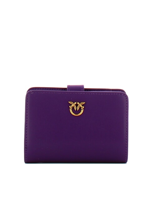 PINKO MULTI POCKETS  Porte-feuille en cuire prune or antique - Portefeuilles Femme