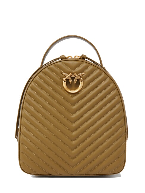 PINKO LOVE CLICK CLASSIC Sac à dos en cuir matelassé plantation-or antique - Sacs pour Femme