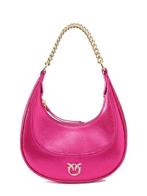 PINKO BRIOCHE Sac à bandoulière en cuir métallisé fuchsia-or métallique - Sacs pour Femme