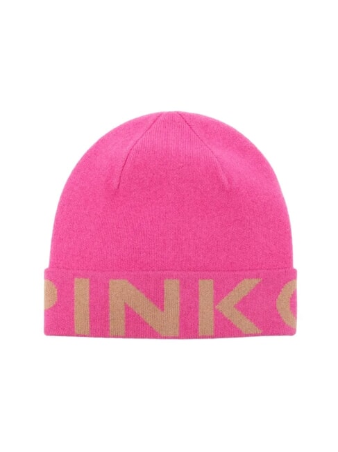 PINKO CALAMARO Casquette avec logo Jacquard fuchsia/chameau - Bonnets