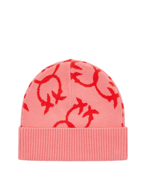 PINKO FRAPPATO Casquette jacquard monogramme rose/rouge - Bonnets