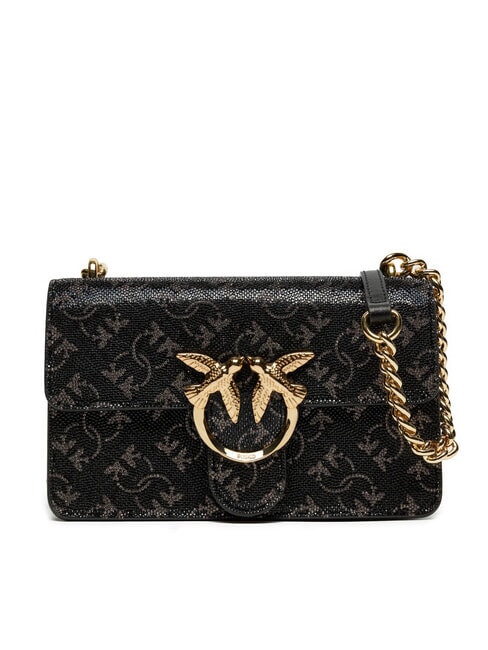 PINKO LOVE ONE MINI Mini sac avec imprimé logo all-over noir/argent-or - Sacs pour Femme