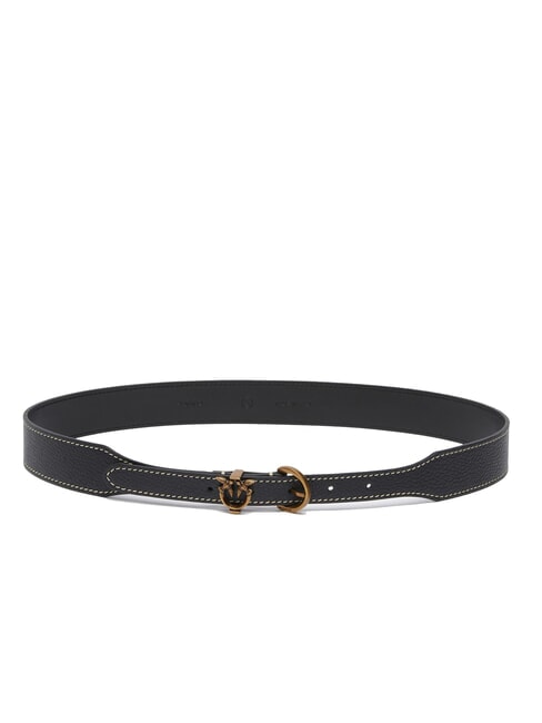 PINKO TAMBORIL Ceinture en cuir tambouriné noir-or antique - Ceintures