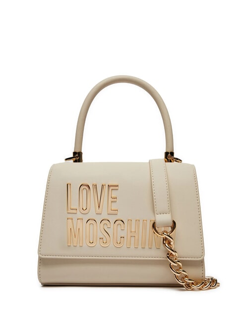 LOVE MOSCHINO LETTERING Mini sac à main avec bandoulière Ivoire - Sacs pour Femme