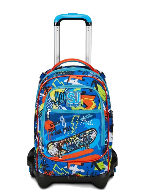 SJGANG GANG TRICKYLED BOY Sac à dos trolley amovible, 3 roues rouge orange - Sacs à dos à roulettes