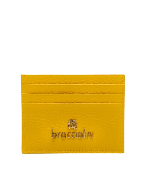 BRACCIALINI BASIC Porte-cartes en cuir avec logo en métal jaune - Portefeuilles Femme