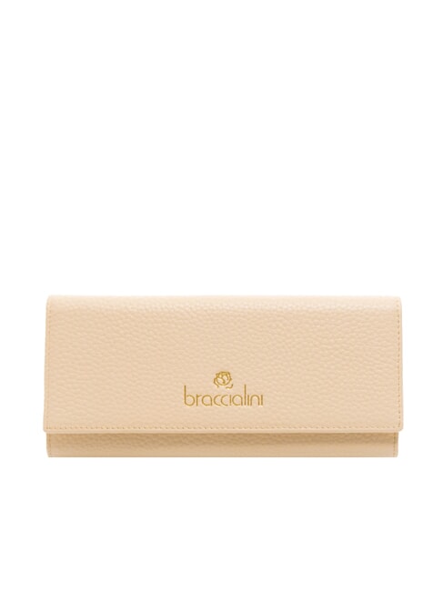 BRACCIALINI BASIC Grand portefeuille continental en cuir beige - Portefeuilles Femme