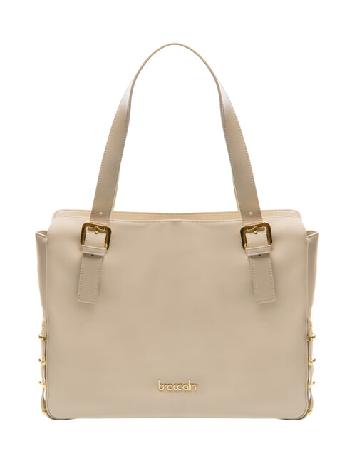 BRACCIALINI NORA Sac shopping en cuir avec boucles beige - Sacs pour Femme