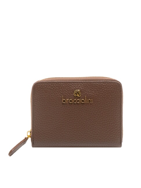 BRACCIALINI BASIC Petit portefeuille zippé en cuir brun foncé - Portefeuilles Femme