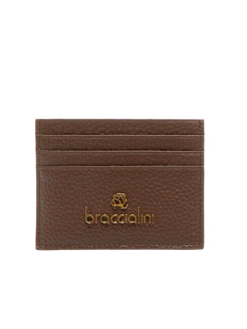 BRACCIALINI BASIC Porte-cartes en cuir avec logo en métal brun foncé - Portefeuilles Femme