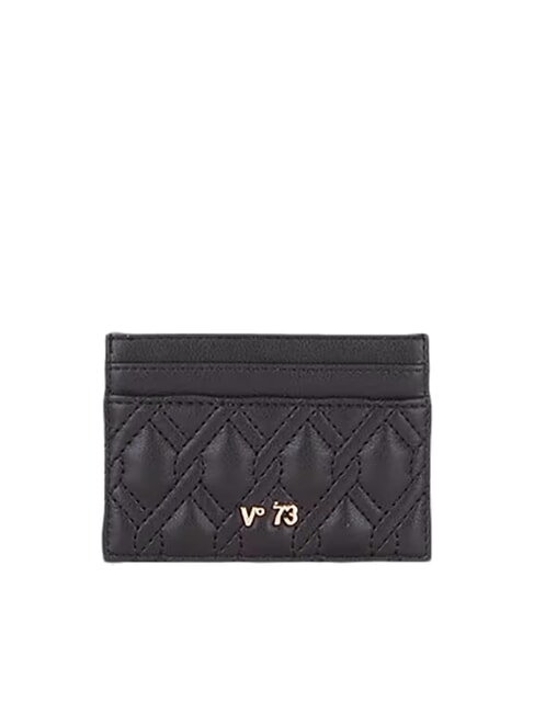 V73 MARGARET Porte-cartes plat à motif matelassé noir - Portefeuilles Femme