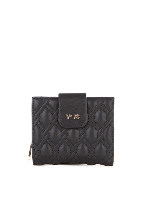 V73 MARGARET Portefeuille compact à motif matelassé noir - Portefeuilles Femme