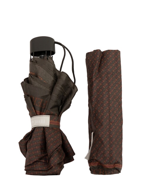 FERRÈ MINI Parapluie manuel coupe-vent cravate marron 02 - Parapluies