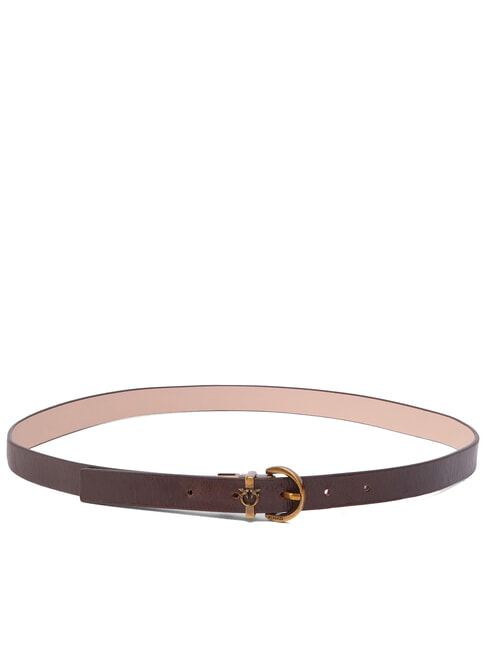 PINKO LOVE Ceinture en cuir réversible marron/rose-or antique - Ceintures