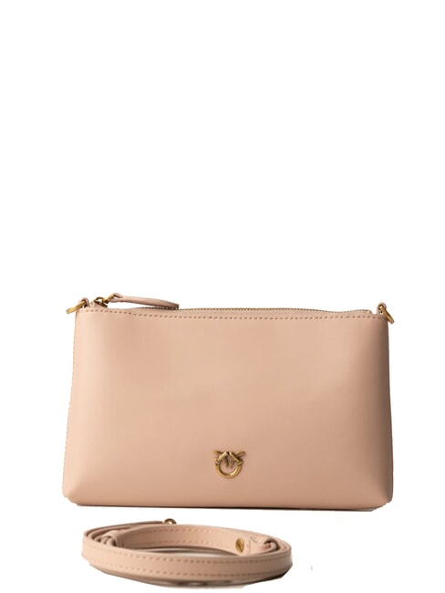 PINKO FLAT Pochette en cuir, avec bandoulière poudre-or antique - Sacs pour Femme