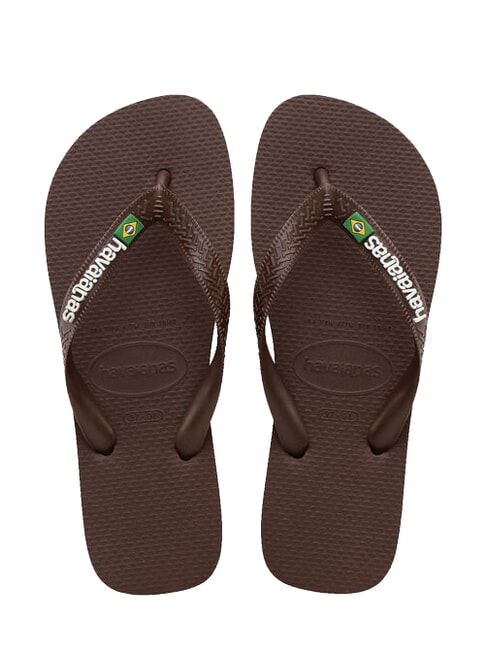 HAVAIANAS BRASIL LOGO Les tongs pour hommes marron foncé/blanc - Chaussures unisexe