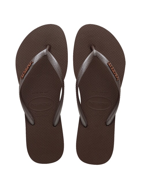 HAVAIANAS SLIM LOGO Tongs frère sombre - Chaussures Femme