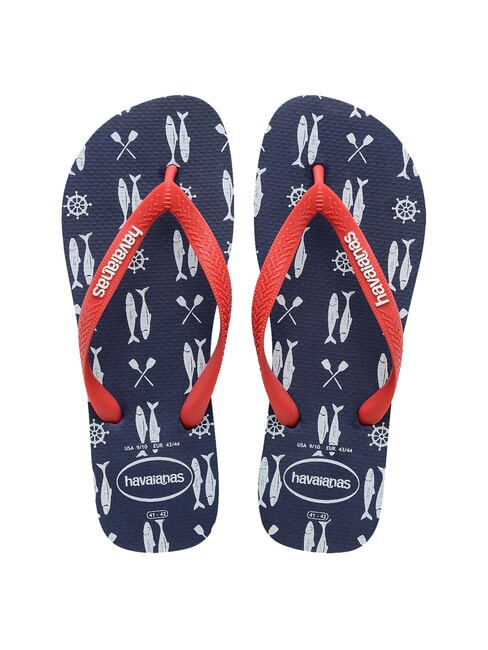 HAVAIANAS tongs TOP NAUTIQUE bleu marine/rouge rubis - Chaussures Homme