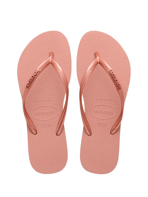 HAVAIANAS SLIM LOGO Tongs crocus rose/blush doré - Chaussures Femme