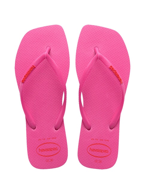HAVAIANAS SQUARE LOGO Tongs flux rose - Chaussures Femme