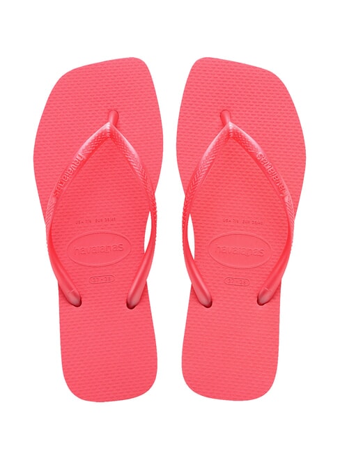 HAVAIANAS SLIM SQUARE Tongs à bout carré corail tropical - Chaussures Femme