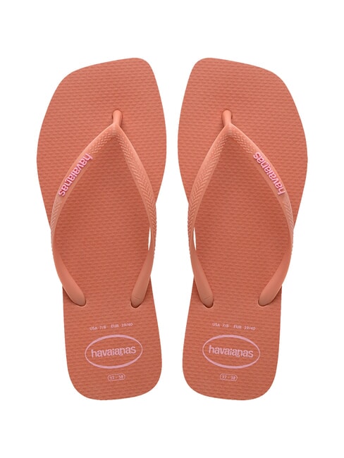 HAVAIANAS SQUARE LOGO Tongs argile rose - Chaussures Femme