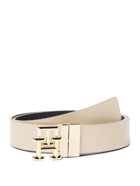 TOMMY HILFIGER TH LOGO Ceinture en cuir réversible désert kaki mélange - Ceintures