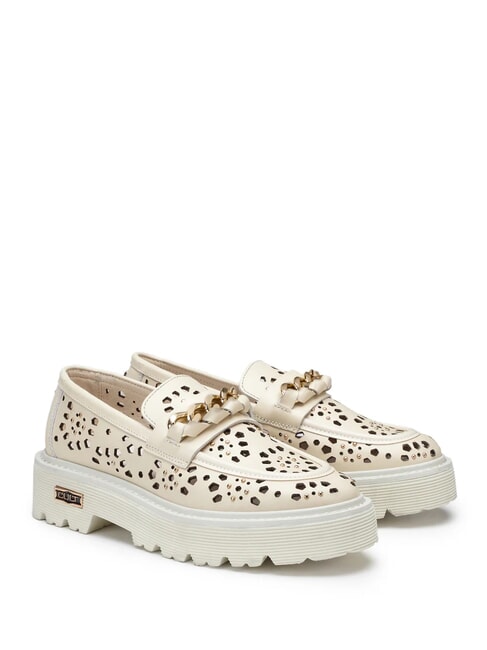 CULT SLASH 4447 Mocassins en cuir avec perforations florales blanc - Chaussures Femme