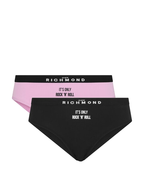 JOHN RICHMOND HUITEMA 2 slips rock'n roll noir/rose - Slip femme