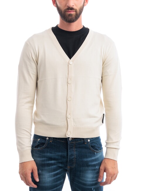 RICHMOND X LICONE Cardigan col en V avec boutons blanc d'os - Pulls pour hommes