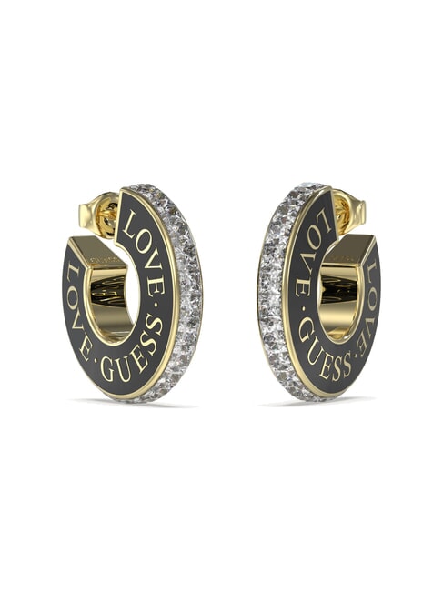 GUESS LOVE Boucles d'oreilles émaillées avec cristaux or jaune/noir - Boucles d'oreilles