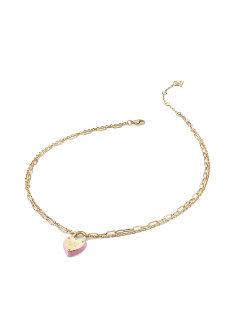 GUESS ALL YOU NEED IS LOVE Collier avec coeur en émail or jaune/rose - Colliers