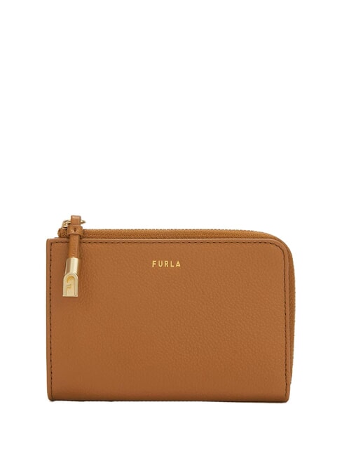 FURLA GOCCIA Porte-cartes en cuir avec zip Brandy - Portefeuilles Femme