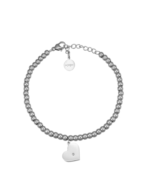 AMEN ACCIAIO Bracelet avec coeur et cristal argent - Bracelets