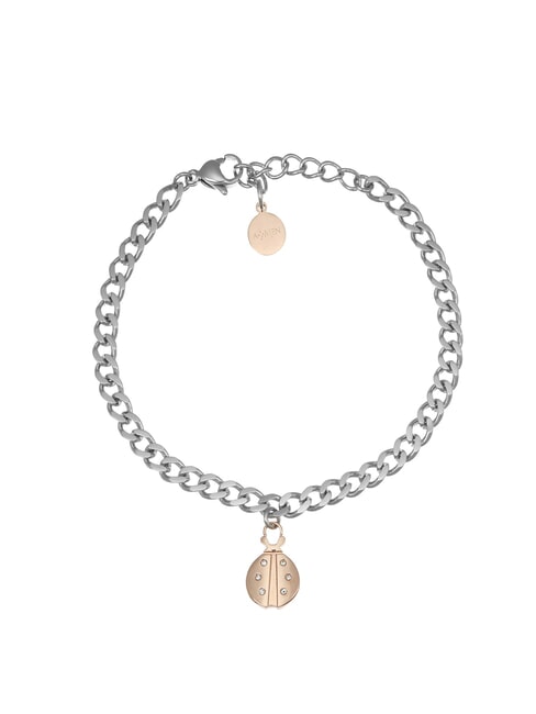 AMEN ACCIAIO Bracelet chaîne avec coccinelle acier/roses - Bracelets