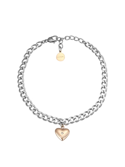 AMEN ACCIAIO Bracelet chaîne avec coeur acier/roses - Bracelets
