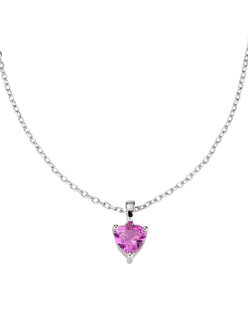 AMEN AMORE Collier pendentif coeur coloré rhodium - Colliers