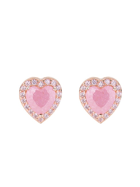 AMEN ICY DIAMONDS Boucles d'oreilles coeur avec pierre Rose - Boucles d'oreilles