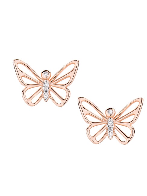 AMEN ANIMALIER LUXURY Boucles d'oreilles papillon rhodium/rosé - Boucles d'oreilles