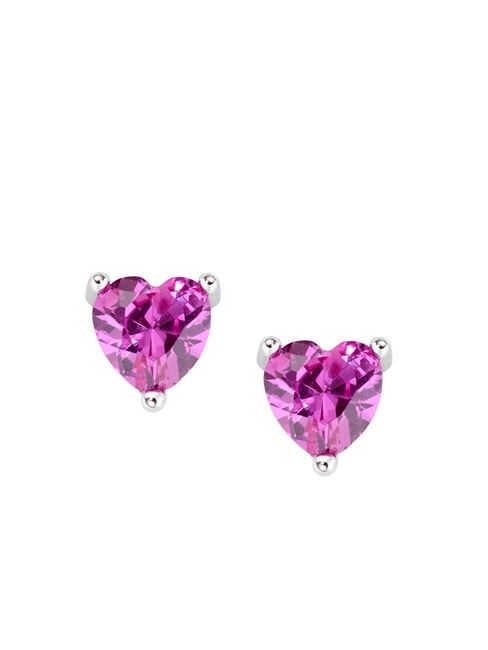 AMEN AMORE Boucles d'oreilles coeur en zircone colorée rhodium - Boucles d'oreilles